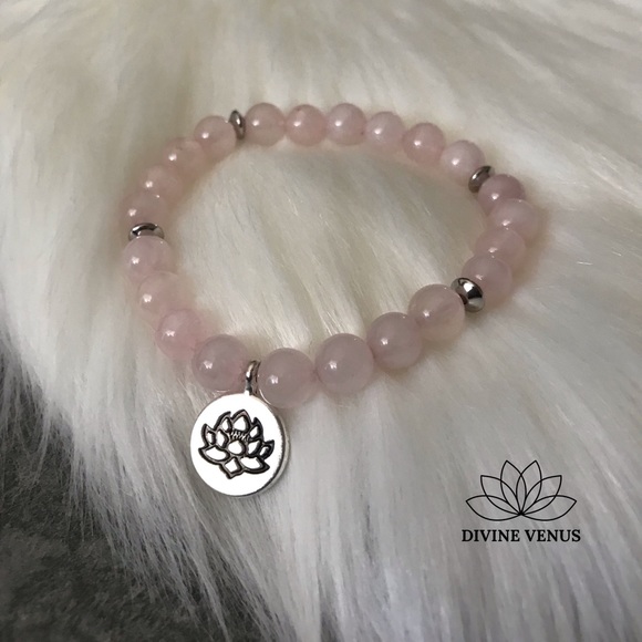 Rose Quartz Lotus Bracelet - Picture 7 of 8